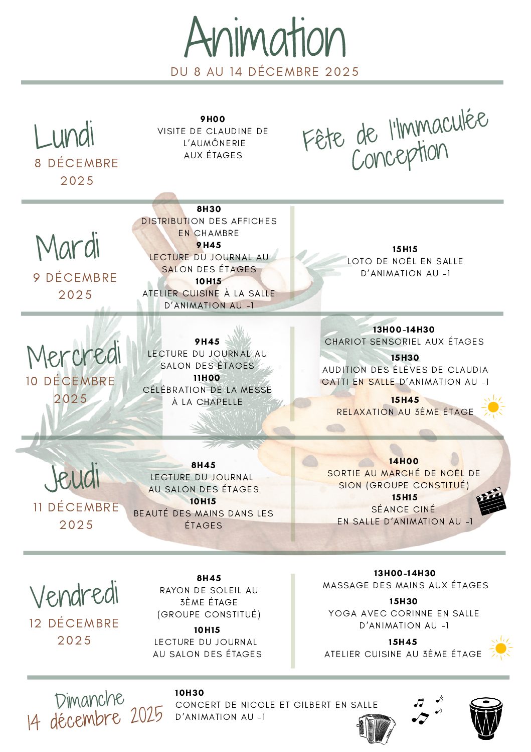 Activités de la semaine